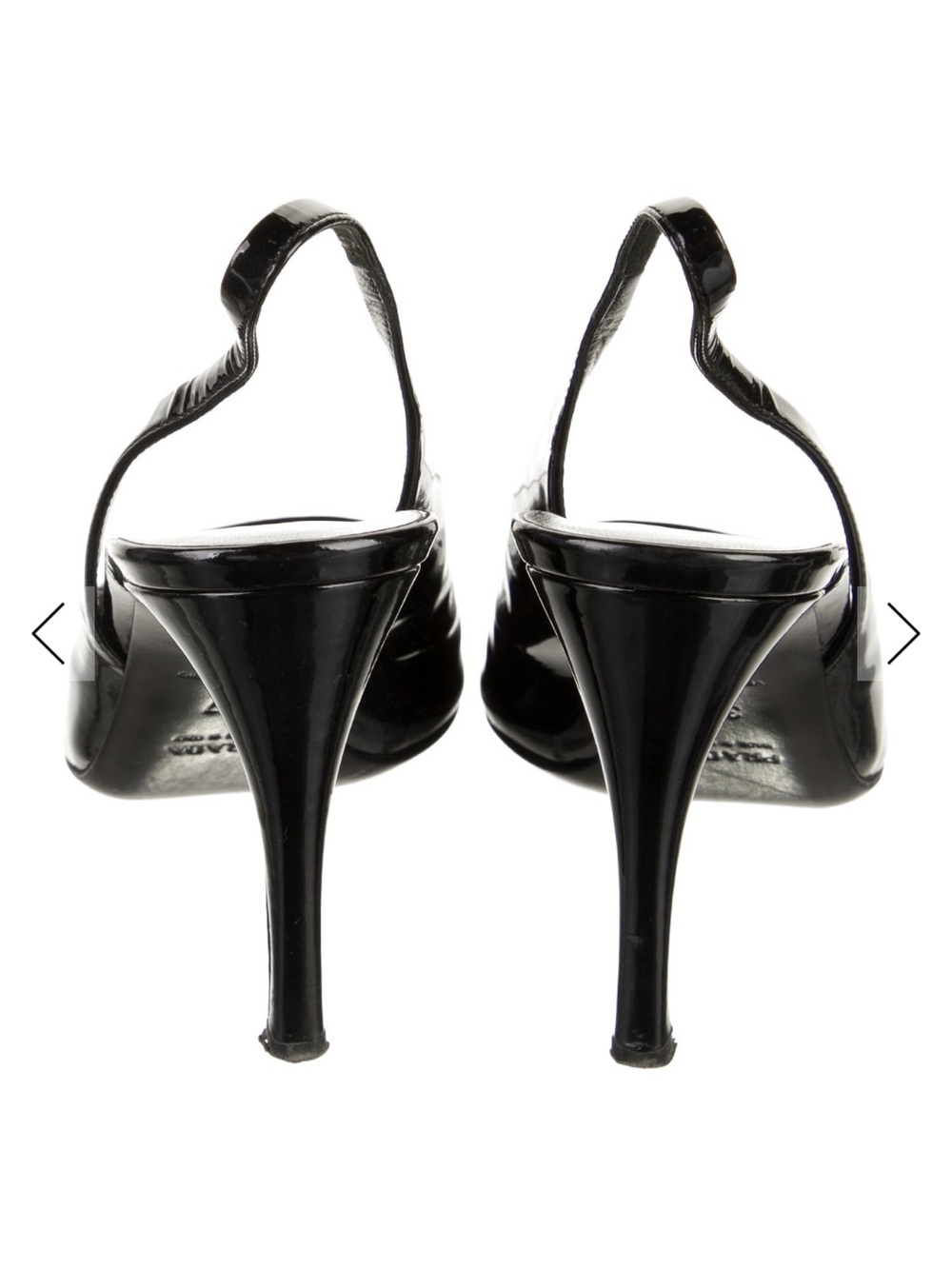 Black Patent Peep-Toe Slingback Prada Heels - Picture 4 of 6